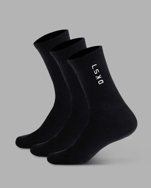 Signal 3 Pack Crew Socks - Black-White