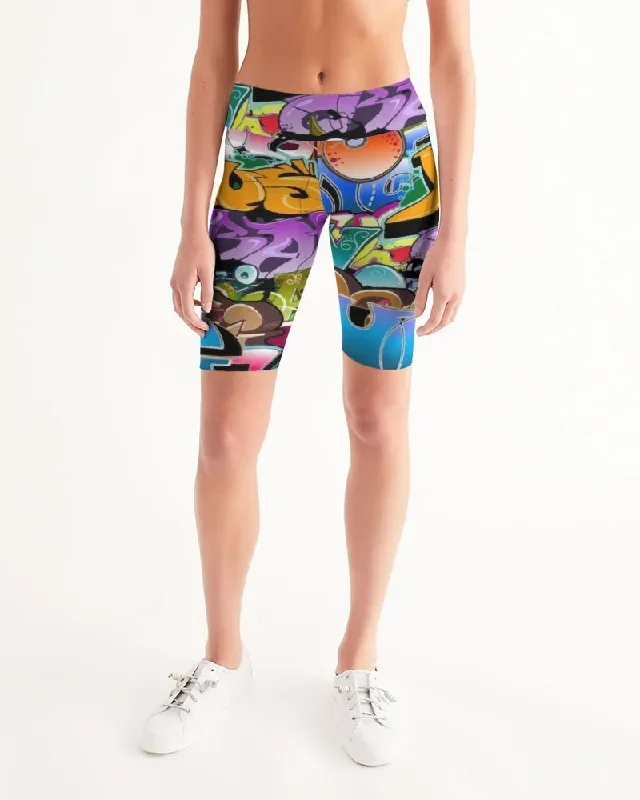 AKH Graffiti Art Women's Mid-Rise Bike Shorts