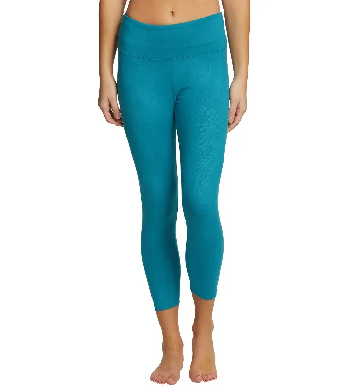 Balance Collection Embossed High Waisted Yoga Capris Harbor Blue Crinkle