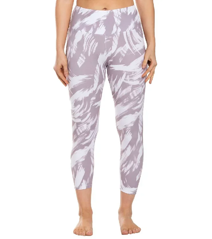 Balance Collection Printed High Waisted Yoga Capris Quail Invert Brush Strokes