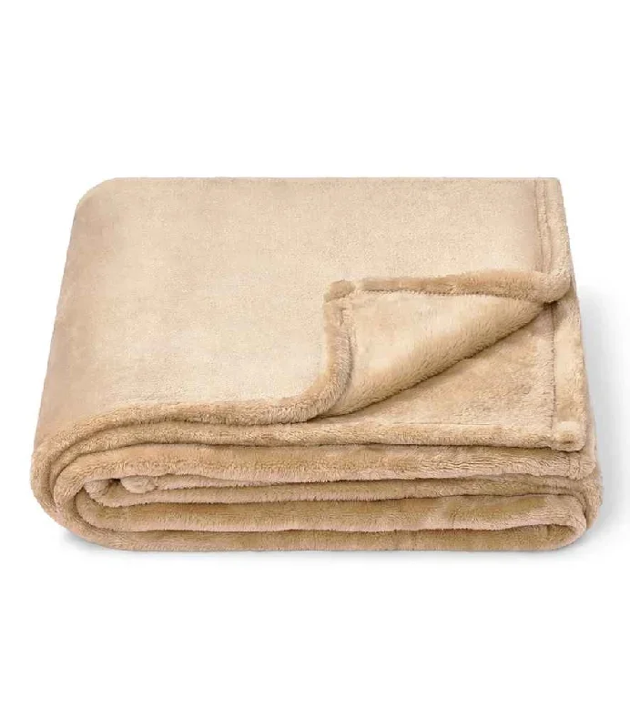 Brand Lab Large Plush Fleece Blanket | Camel