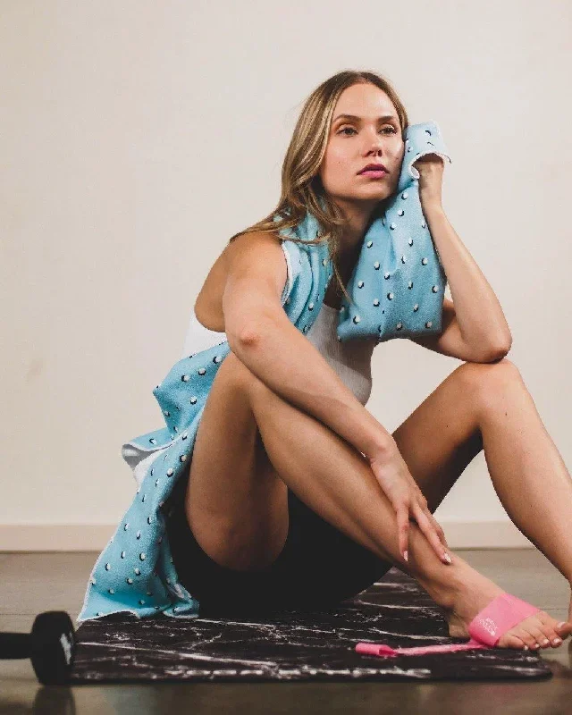 blue-polka-dot-yoga-towel