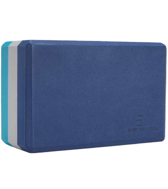 Everyday Yoga 4 Inch Tri Color Foam Yoga Block Navy/Slate/Peacock