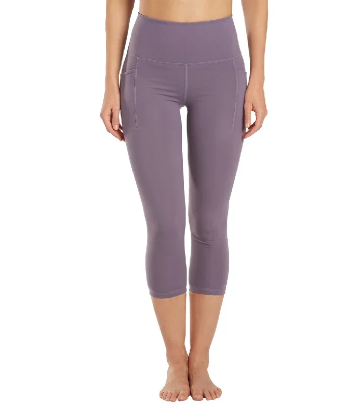 Everyday Yoga Uphold Solid High Waisted Capri Leggings With Pockets 21 Purple Taupe