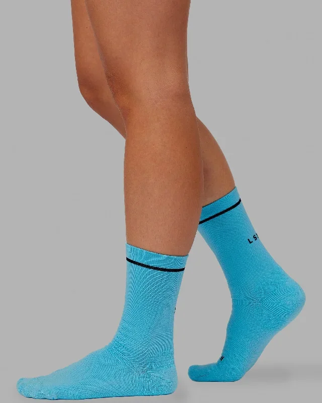 Fast Performance Crew Socks - Neon Blue-Black