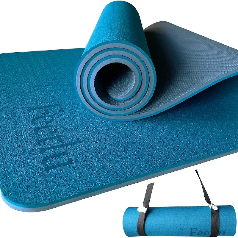 Thick Yoga Mat 10mm (2/5)-TurkeyBlue/GrayBlue