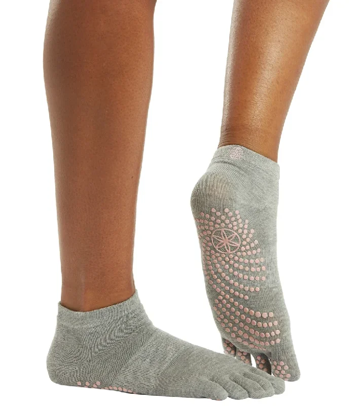 Gaiam Grippy Yoga Socks Heather Grey/Pink