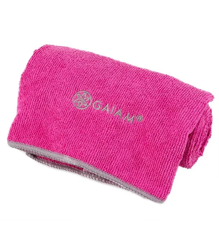 Gaiam Thirsty Yoga Hand Towel Fuchsia Red/Frost Grey