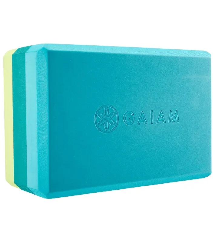 Gaiam Tri Color Yoga Block Teal Tonal