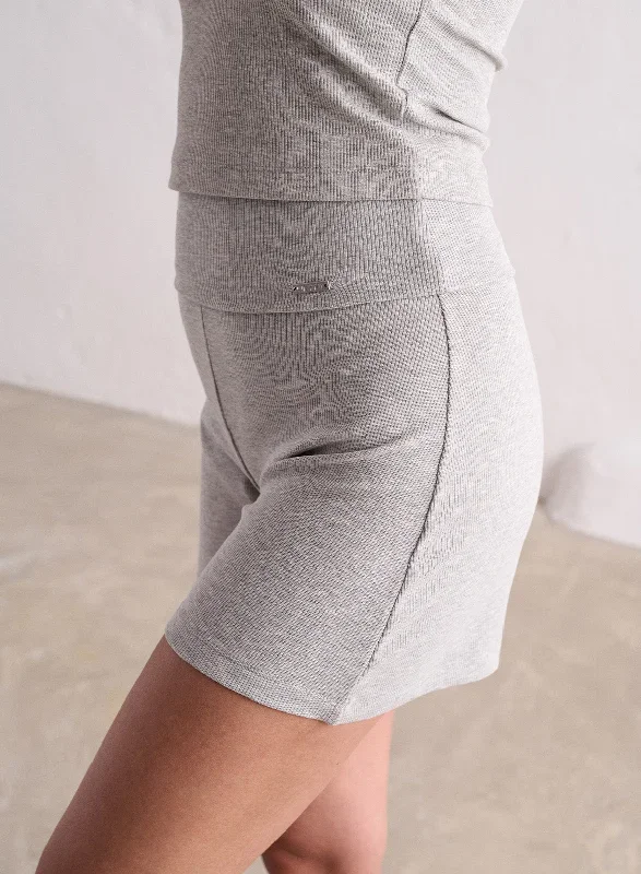 Grey Melange Ease Ribbed Shorts