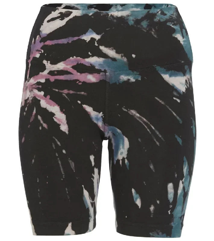 Hard Tail Flat Waist Biker Shorts Berry Black Tie Dye