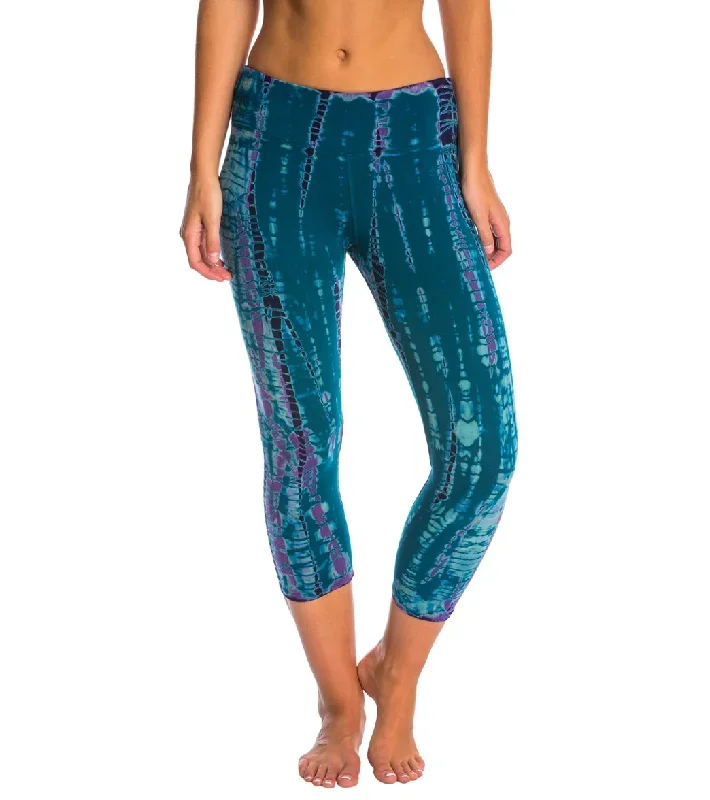 Hard Tail Flat Waisted Cotton Yoga Capris Tripple Lizard Multi