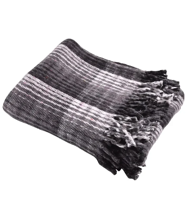 Hugger Mugger Recycled Plaid Blanket Black