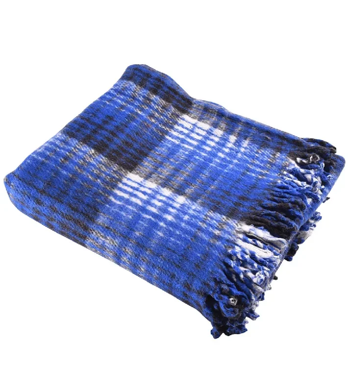 Hugger Mugger Recycled Plaid Blanket Blue