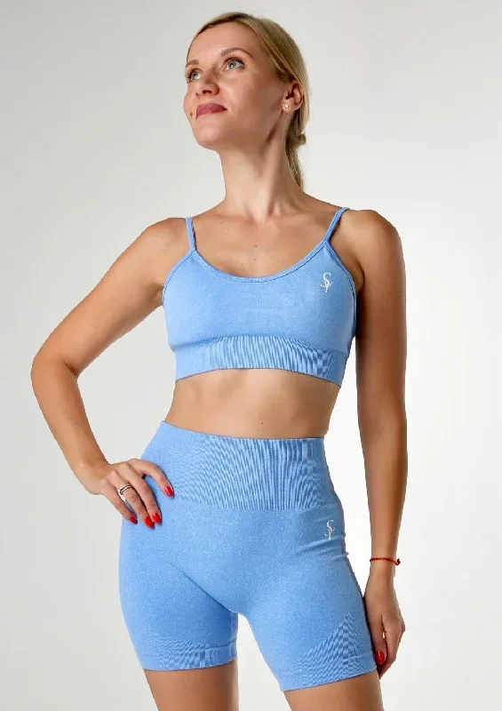 ''Joy'' Light Blue - Shorts and Sports Bra Set