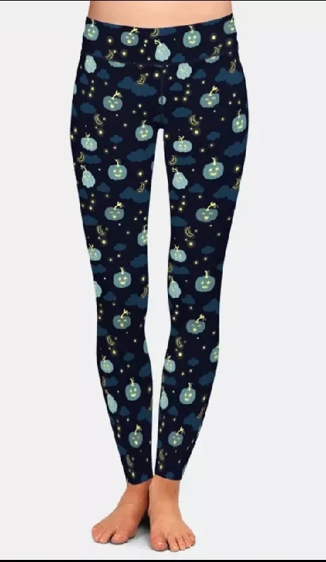 Ladies Night Pumpkins Printed Leggings