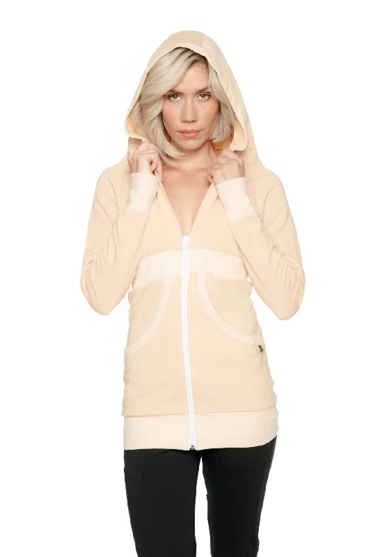 Zip-up Long Body Travel Hoodie Jacket (Sand Beige)