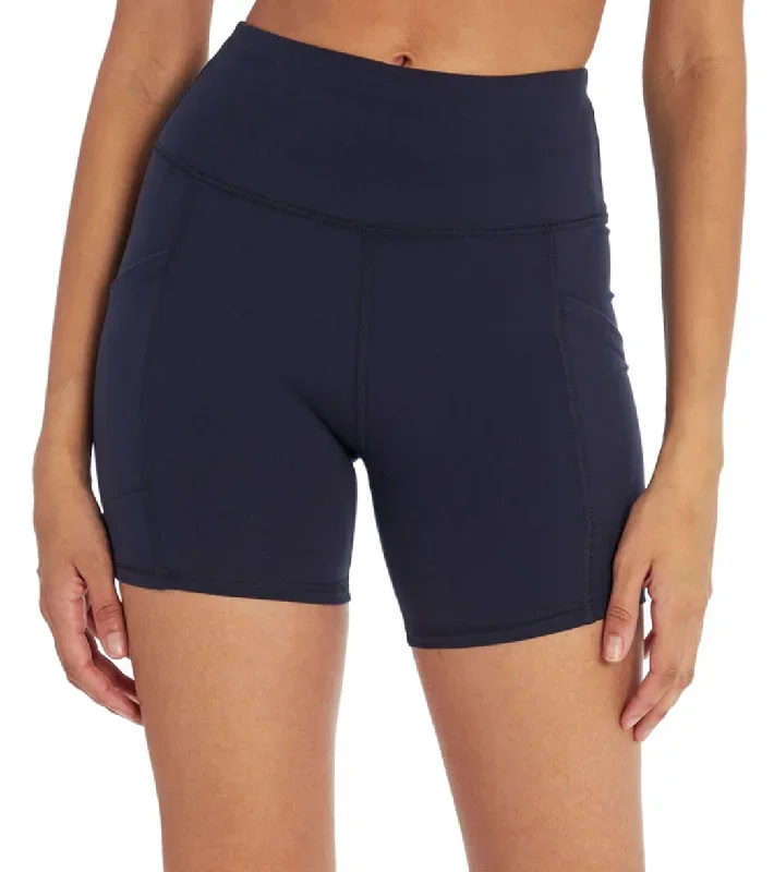 Marika Linnette High Waisted Tummy Control Yoga Shorts Midnight Blue