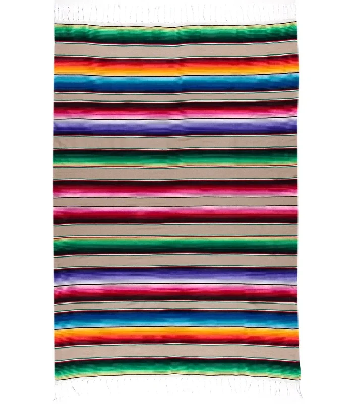 Native Yoga Large Mexican Serape Blanket Natural