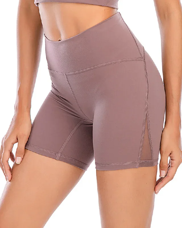 Nude Yoga Shorts Wear Tight-Fitting High-Waist Breathable Running Fitness Solid Color S-XXL