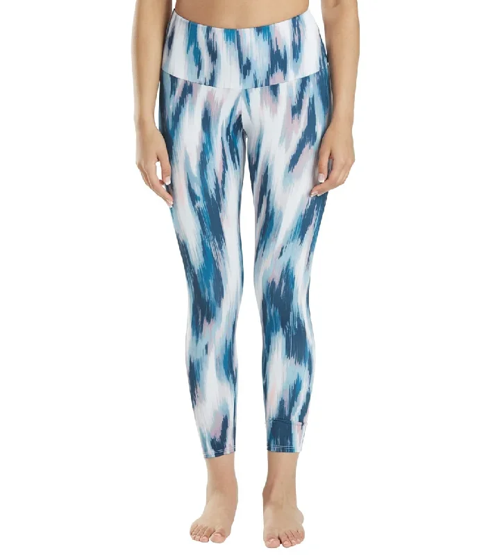 Onzie High Waisted Basic 7/8 Yoga Leggings Indigo Ikat