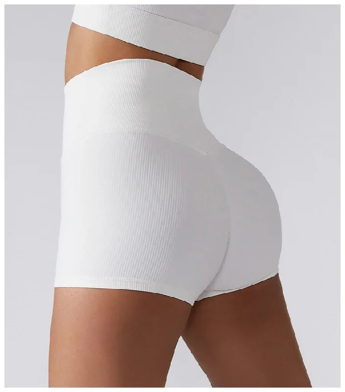 Ribbed High Waist Yoga Shorts