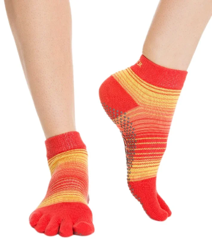 Toesox Ankle Length Full-Toe Yoga Grip Socks Sunrise