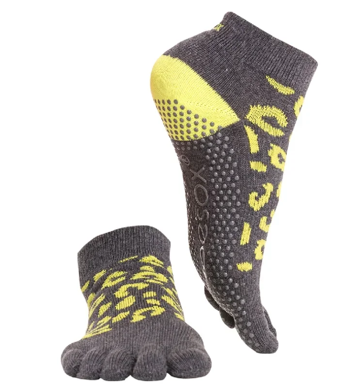 Toesox Ankle Length Full-Toe Yoga Grip Socks Wild Love Citrus