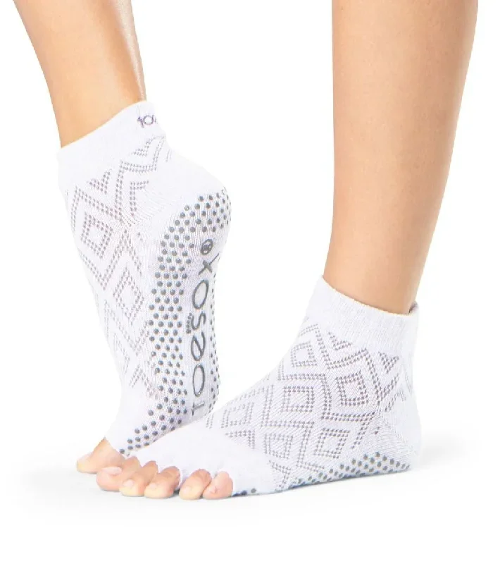 Toesox Ankle Length Half-Toe Yoga Grip Socks Diamond Lotus