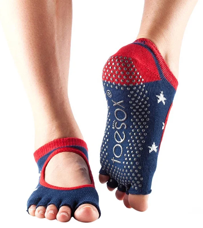 Toesox Bella Half-Toe Yoga Grip Socks Starboard