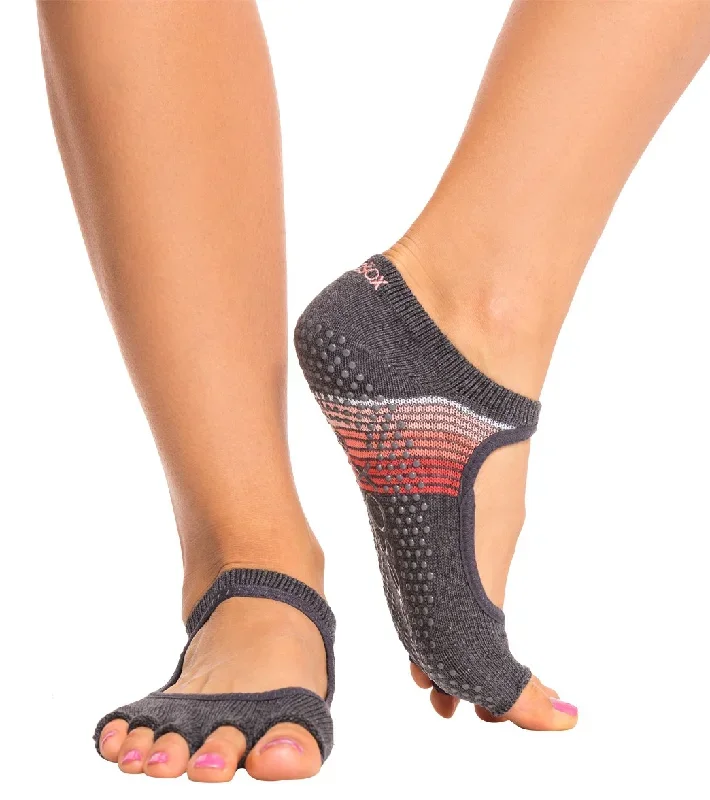 Toesox Bella Half-Toe Yoga Grip Socks Sunset Stripe