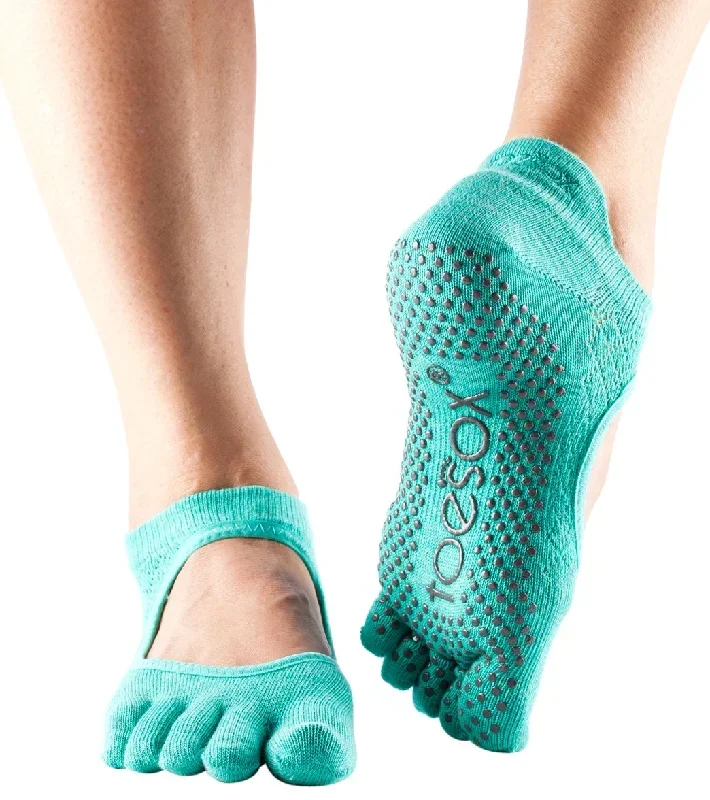 Toesox Bellarina Full-Toe Yoga Grip Socks Fishnet Lagoon