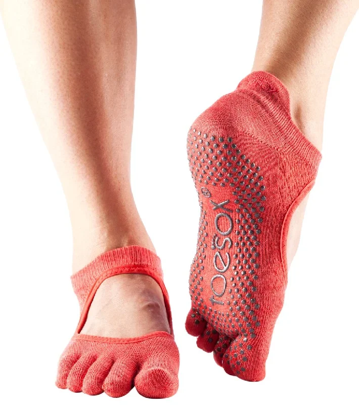 Toesox Bellarina Full-Toe Yoga Grip Socks Fishnet Poppy