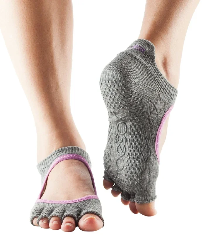 Toesox Bellarina Half-Toe Yoga Grip Socks Fishnet Storm