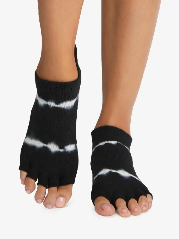 ToeSox Grip Half Toe Low Rise - Black Tie Dye Stripe