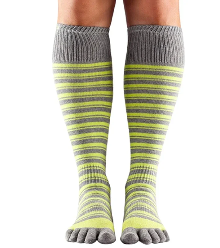 Toesox Knee High Scrunch Full-Toe Yoga Grip Socks Lemon Tree