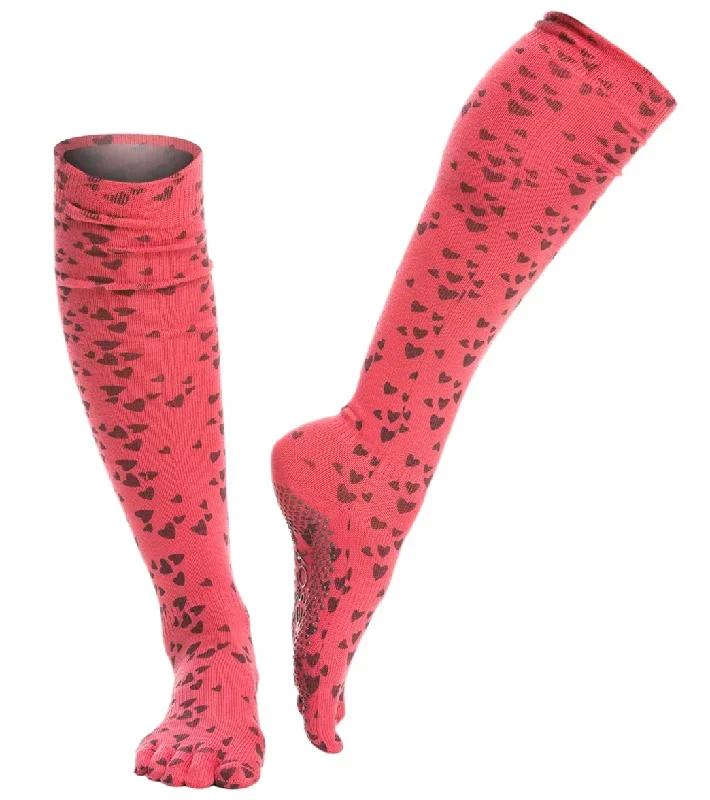 Toesox Knee High Scrunch Full-Toe Yoga Grip Socks Lighthearted