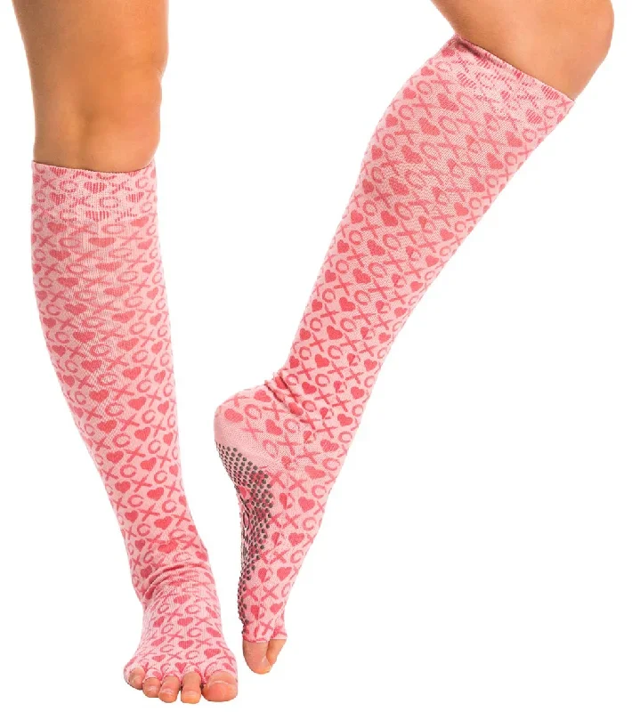 Toesox Knee High Scrunch Half-Toe Yoga Grip Socks Hugs + Kisses