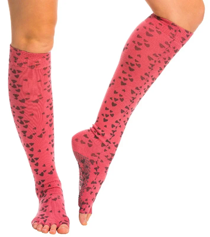 Toesox Knee High Scrunch Half-Toe Yoga Grip Socks Lighthearted