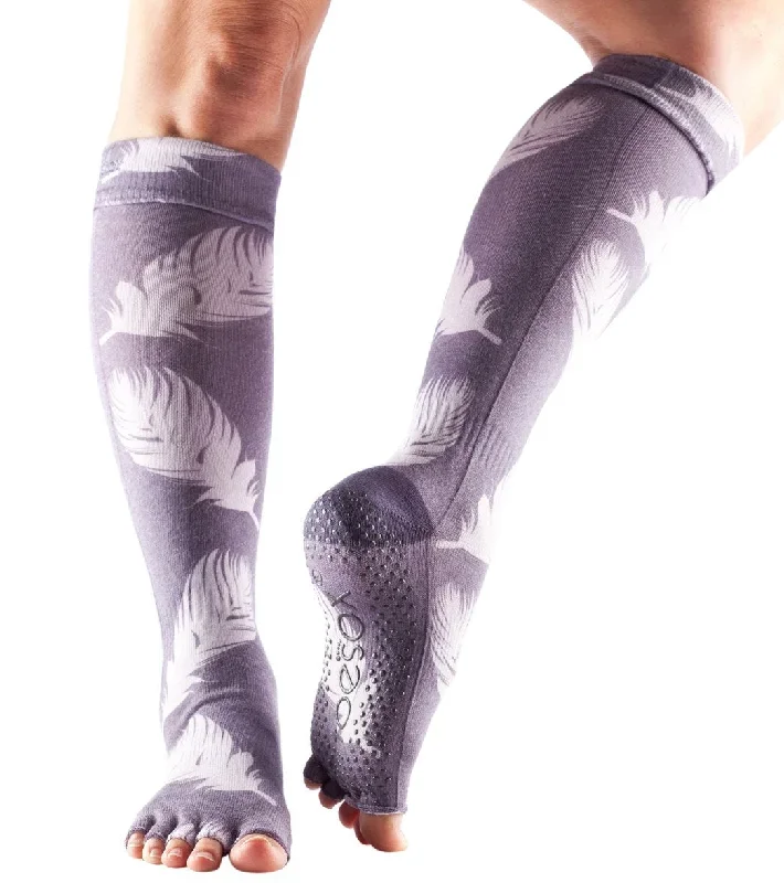 Toesox Knee High Scrunch Half-Toe Yoga Grip Socks Nightshade