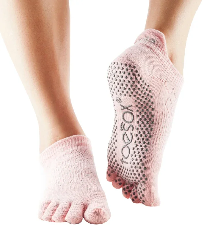 Toesox Low Rise Full-Toe Yoga Grip Socks Fishnet Kiss