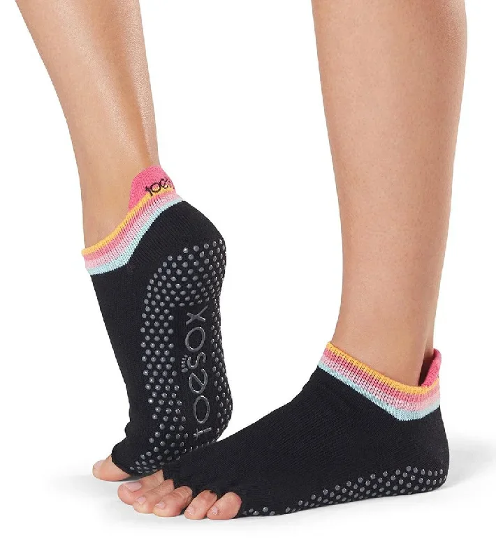 Toesox Low Rise Half-Toe Yoga Grip Socks Retro