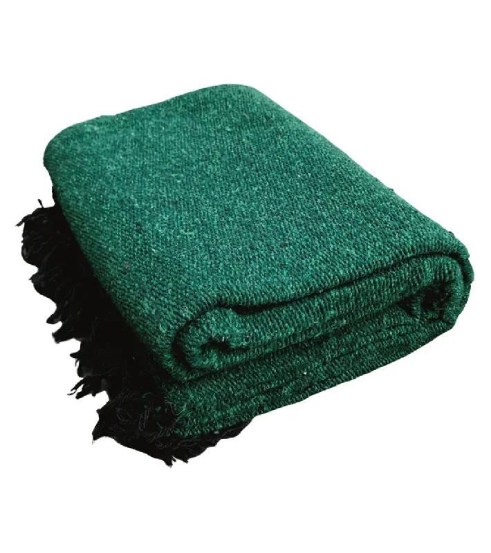 West Path Solid Color Mexican Yoga Blanket Dark Green