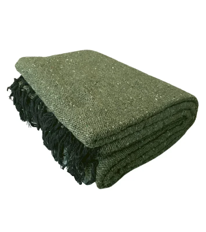 West Path Solid Color Mexican Yoga Blanket Olive