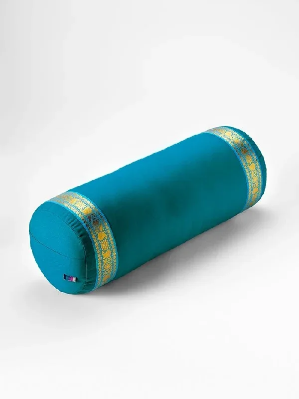 Yogamatters Organic Cotton Gold Trim Bolster - Ocean Green